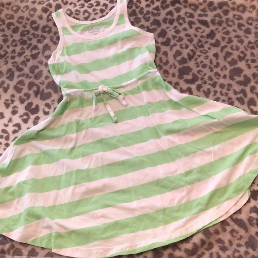 Old Navy Green Striped Skater Swing Dress Size Small 6 7